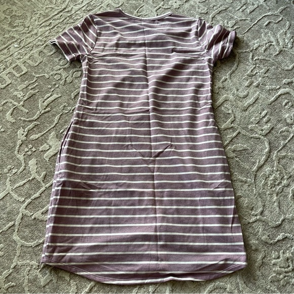 Women’s Purple Striped SuperSoft V-Neck Dress with Pockets - Picture 4 of 6